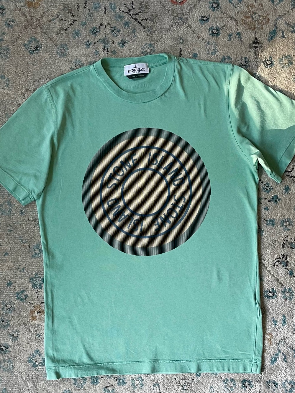 Stone Island Mint Green Logo Tee with Graphic Chest Emblem